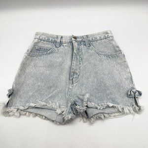 Vintage 90s Stefano Light Wash High Waist Mom Shorts Denim Jean Raw Hem Size 10